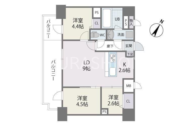 MODERN PALAZZO天神南Ⅱ(3LDK/10階)の間取り写真