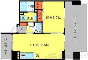 SERENITE江坂四番館(1LDK/12階)の間取り写真