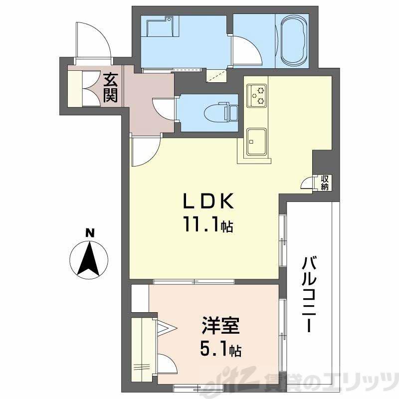ティーエヌ伍番館(1LDK/2階)の間取り写真