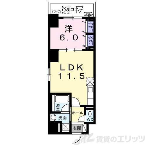 ブリーゼ(1LDK/5階)の間取り写真