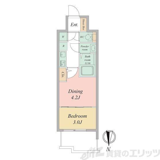 セレニテ東梅田アリエ(2K/5階)の間取り写真