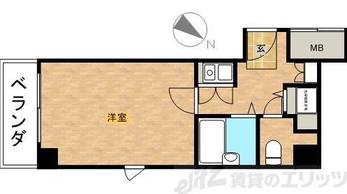 トレンディア高槻(1K/4階)の間取り写真