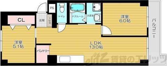 東洋マンション(2LDK/3階)の間取り写真