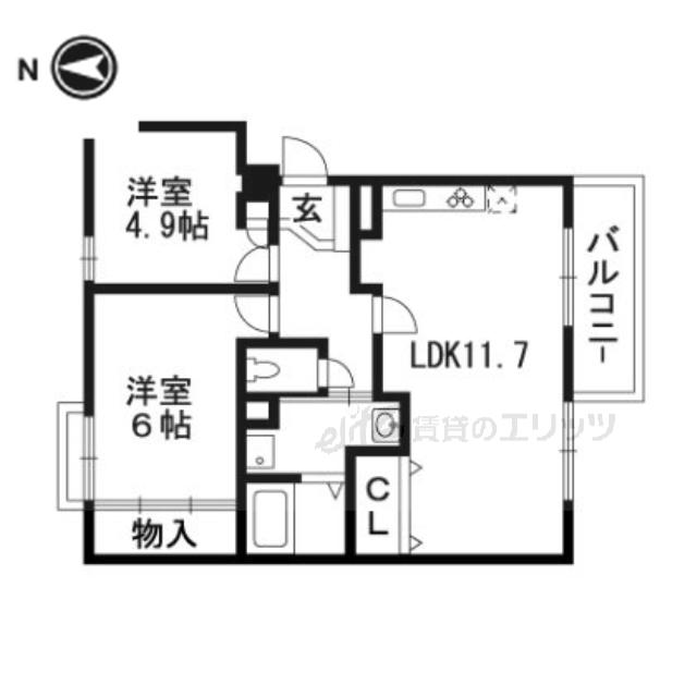 シティーコートSUMISHOII(2LDK/2階)の間取り写真