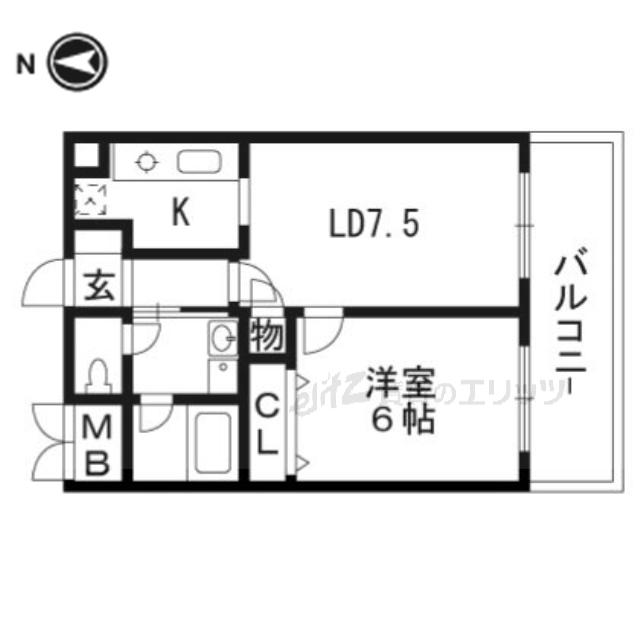 サウスコートアイ(1LDK/1階)の間取り写真