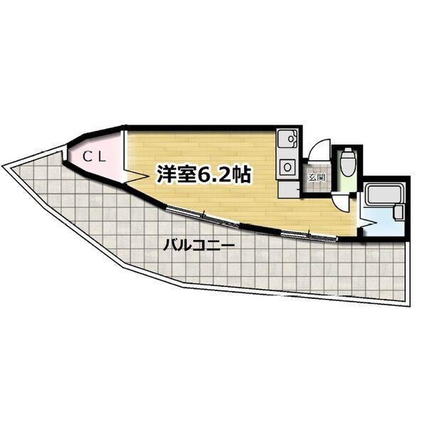 アルビヨン千里丘(ワンルーム/3階)の間取り写真