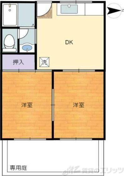 矢頭ハイツB棟(2DK/1階)の間取り写真