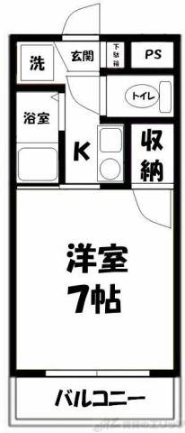 ローズインローズ2(1K/2階)の間取り写真