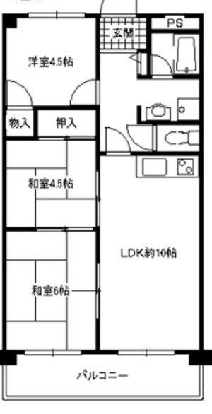 ハイツサンコー(3LDK/4階)の間取り写真