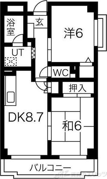 エスポワール新中条(2DK/1階)の間取り写真