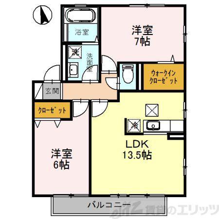 グランシャリオ(2LDK/1階)の間取り写真