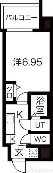 ロイス茨木奈良町(1K/2階)の間取り写真