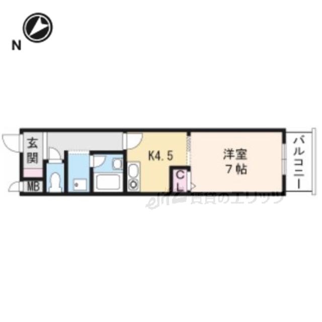 エスリード吹田駅前(1DK/2階)の間取り写真