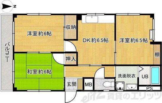 土井マンション(3DK/1階)の間取り写真