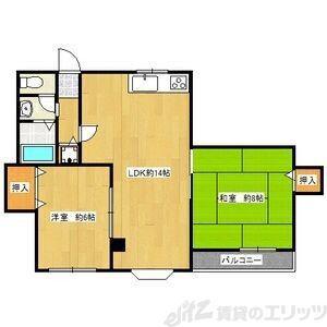 パレス江坂(2LDK/2階)の間取り写真