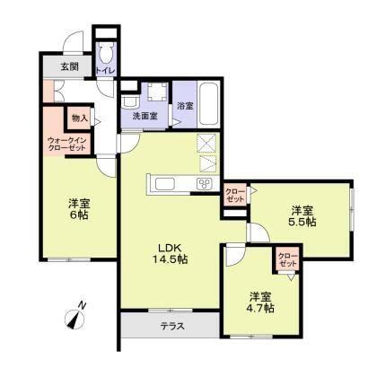 ハイテラス千里山(3LDK/1階)の間取り写真