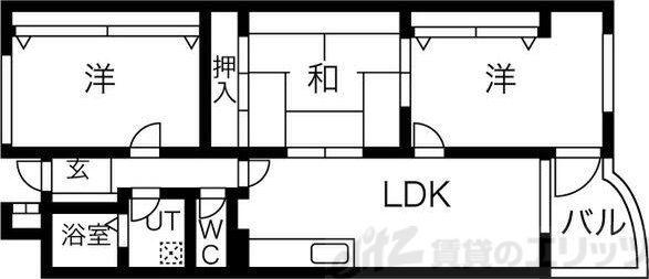 ウイングビュー鮎川(3LDK/3階)の間取り写真