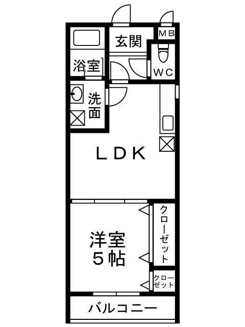 フジパレスヒルズビレッジ上穂積(1LDK/1階)の間取り写真