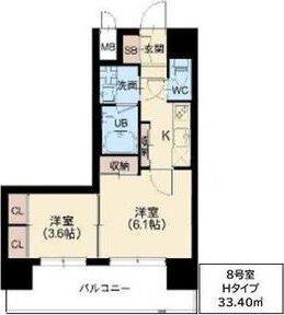 スプランディッド江坂駅前(2K/3階)の間取り写真