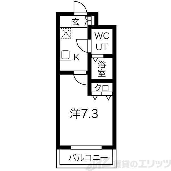 アリビオ千里豊津(1K/2階)の間取り写真