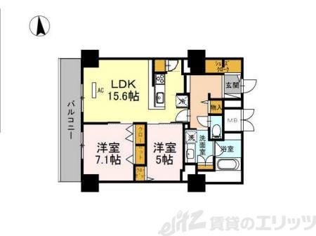 グランセジュール江坂 住居(2LDK/11階)の間取り写真