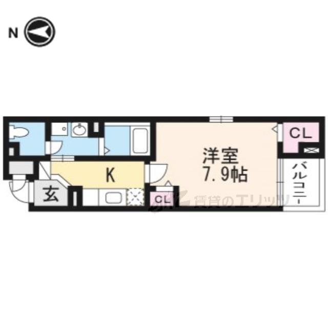 ツイテール(1K/3階)の間取り写真