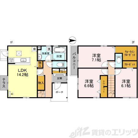 阪急電鉄京都線 総持寺駅 徒歩9分 2階建 築9年(3LDK)の間取り写真