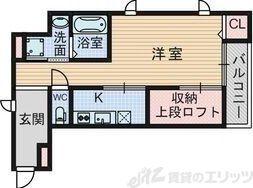 カンフォーラ朝日が丘(ワンルーム/1階)の間取り写真