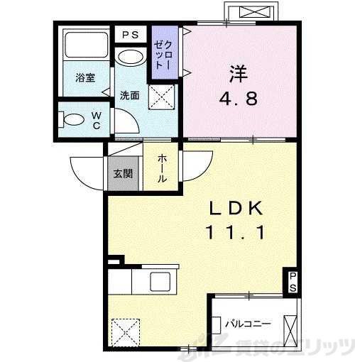 阪急電鉄京都線 茨木市駅 徒歩9分 3階建 築11年(1LDK/2階)の間取り写真
