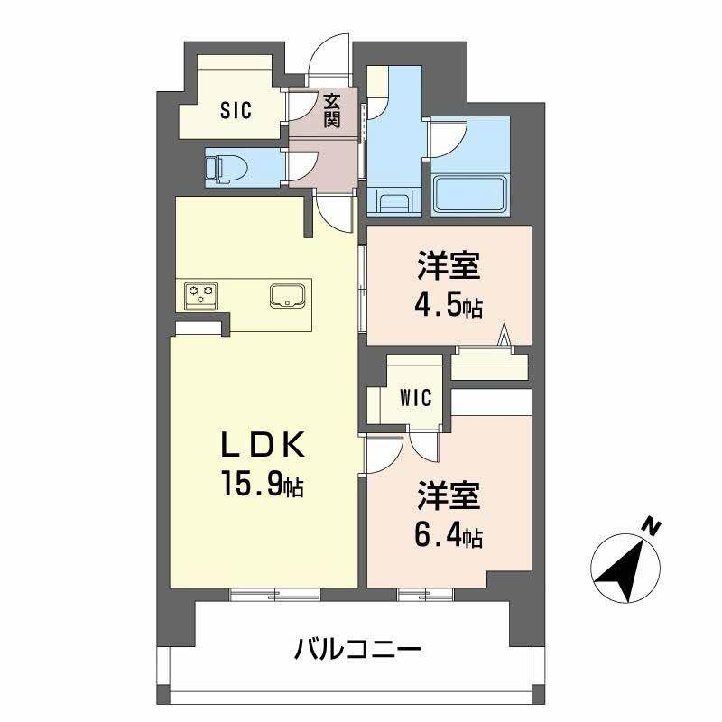リビエナ グラン 新梅田(2LDK/6階)の間取り写真