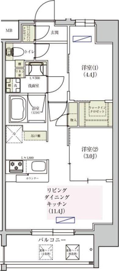 アーバネックス東梅田(2LDK/8階)の間取り写真