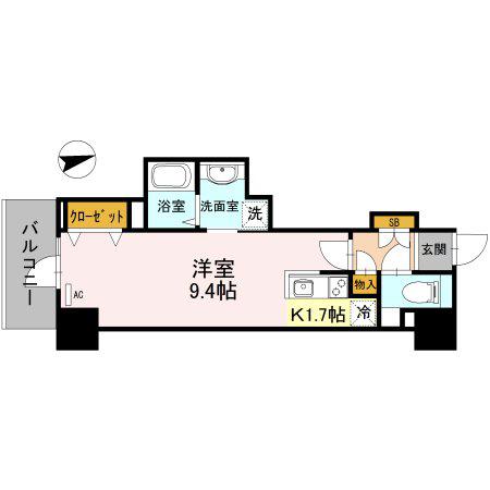 DTOWER城北(ワンルーム/2階)の間取り写真
