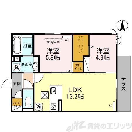 SPECIALE沢良宜西(2LDK/1階)の間取り写真