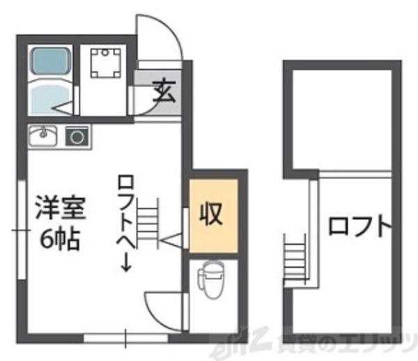 花荘(ワンルーム/2階)の間取り写真