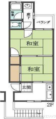 親交テラス相川(2K/2階)の間取り写真