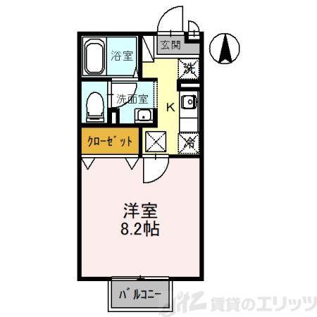 ヴェルドミール(1K/1階)の間取り写真
