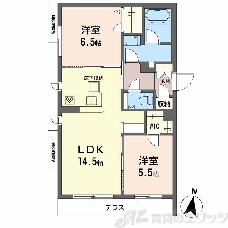 パラッツォ グロリオーサⅢ(2LDK/1階)の間取り写真