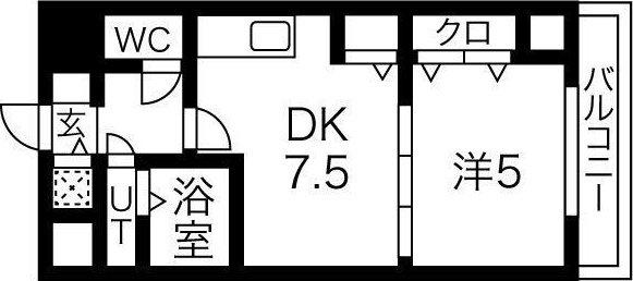 ONE ROOF FLAT FUKUSHIMA(1DK/2階)の間取り写真
