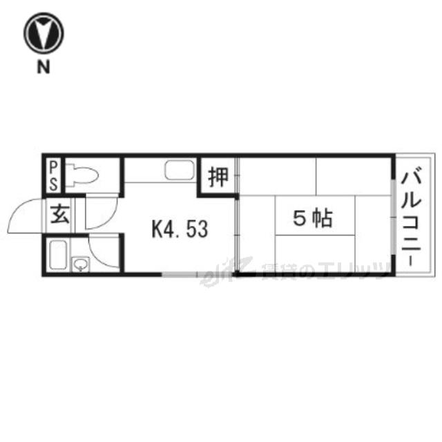 芥川ロイヤルマンション(1DK/4階)の間取り写真