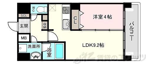 ランドセントラル梅田(1LDK/2階)の間取り写真