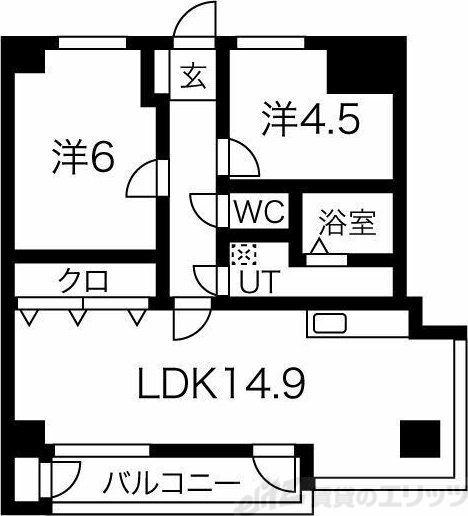 千里ニチゴマンション(2LDK/4階)の間取り写真