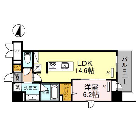 PONTE CIELO(1LDK/4階)の間取り写真