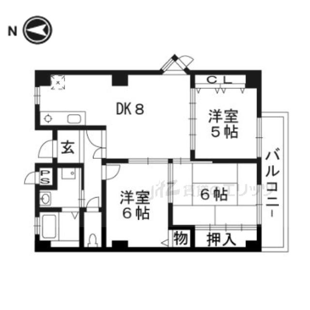 グランドール八光(3DK/3階)の間取り写真