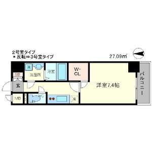 エスリード江坂垂水町(1K/9階)の間取り写真