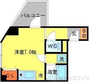 イーストコート(1K/2階)の間取り写真