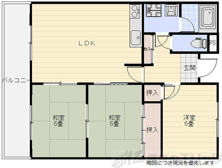 パークサイド山田(3LDK/3階)の間取り写真