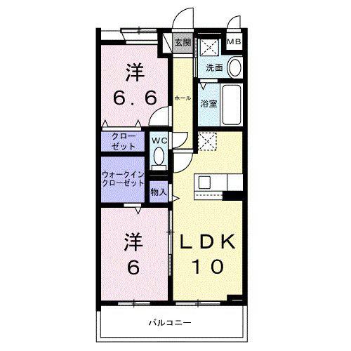 HILL COURT 水無瀬(2LDK/3階)の間取り写真