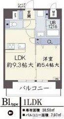 ノブレ梅北(1LDK/5階)の間取り写真