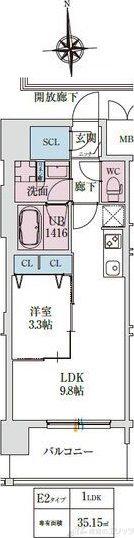 スプランディッド大阪イースト(1LDK/10階)の間取り写真