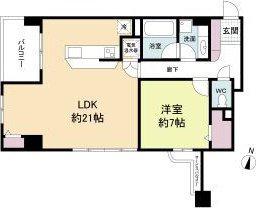グレンパーク梅田北(1LDK/7階)の間取り写真